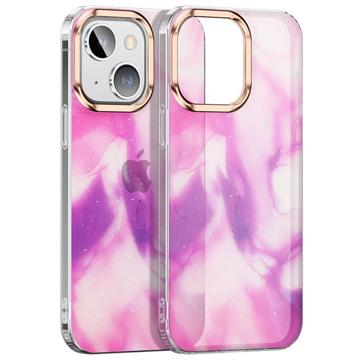 Watercolor Glitter iPhone 14 Plus Hybride Hoesje Lichtpaars