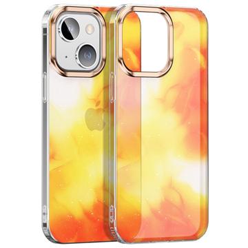 Watercolor Glitter iPhone 14 Plus Hybride Hoesje Geel