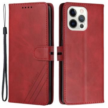 Zakelijke stijl iPhone 14 Pro Wallet Case Rood