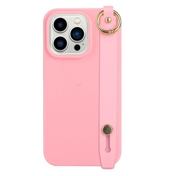 Candy Color iPhone 14 Pro Max TPU Hoesje met Draagriem Roze