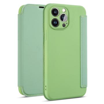 Slanke Stijl iPhone 14 Pro Max Flip Case Lichtgroen
