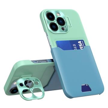 CamStand iPhone 14 Pro Max Cover met Creditcardvak Mintgroen-Lichtblauw