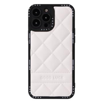 Good Luck Rhombic Grid iPhone 14 Pro Hybrid Case Wit