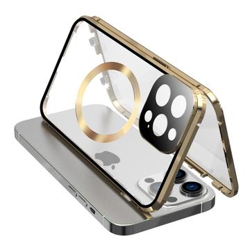 iPhone 15 Pro Max beschermhoes van dubbelzijdig HD gehard glas, compatibel met MagSafe Goud