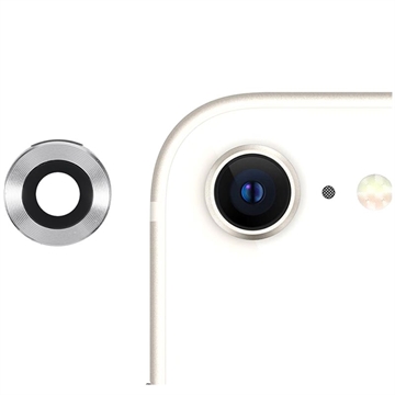 iPhone SE (2022)-SE (2020) Cameralens Beschermer Metaal & Gehard Glas Zilver