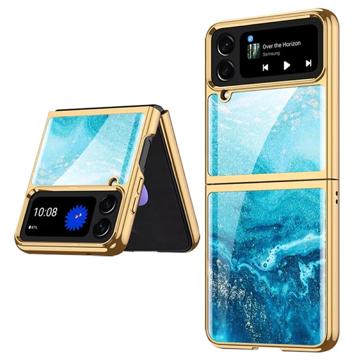 GKK Geschilderd Gehard Glas Samsung Galaxy Z Flip4 Case Blauwe oceaan
