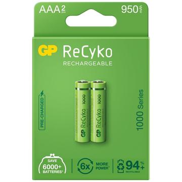 GP ReCyko 1000 Oplaadbare AAA Batterijen 950mAh 2 stuks.