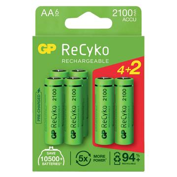 GP Batteries ReCyko+ HR06 4+2 gratis Oplaadbare AA batterij (penlite) NiMH 2100 mAh 1.2 V 6 stuk(s)