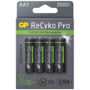 GP ReCyko Pro PhotoFlash Oplaadbare AA-batterijen 2000mAh 4 stuks.