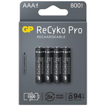 GP ReCyko Pro Oplaadbare AAA Batterijen 800mAh 4 stuks.