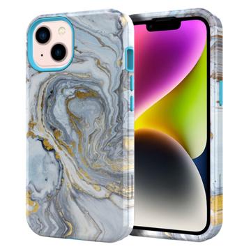 Stylish Gradient iPhone 14 Plus Hybrid Case Marmer Lichtblauw