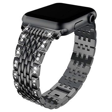 Apple Watch Series 9/8/SE (2022)/7/SE/6/5/4/3/2/1 Glamband - 41 mm/40 mm/38 mm - Zwart