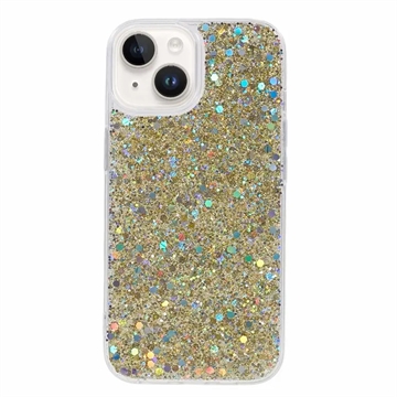 iPhone 15 Plus Glitter Flakes TPU Case Gold