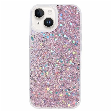 iPhone 15 Plus Glitter Flakes TPU Case Pink