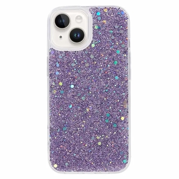 iPhone 15 Plus Glitter Flakes TPU Case Purple