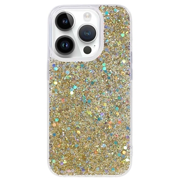 iPhone 15 Pro Glitter Flakes TPU Case Gold