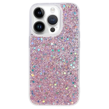 iPhone 15 Pro Glitter Flakes TPU Case Pink