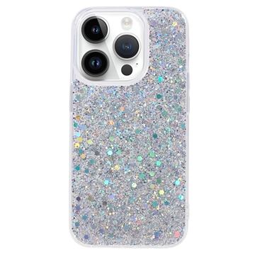 iPhone 15 Pro Glitter Flakes TPU Case Silver