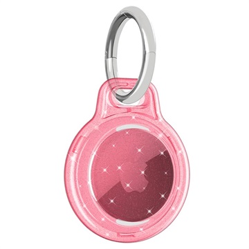 Glitterpoeder Apple AirTag-hoesje met sleutelhanger roze