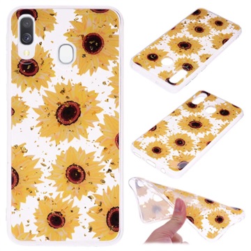 Samsung Galaxy A40 Glittery Ultra Slim Tpu Case Zonnebloemen huismerk kopen in de aanbieding