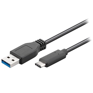 Goobay USB 3.0 Aansluitkabel [1x USB 3.0 stekker A 1x USB 3.1 stekker C] 0.50 m Zwart Vergulde steek