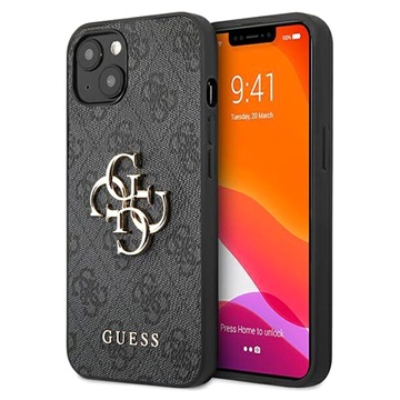 Guess 4G Big Metal Logo iPhone 13 Hybrid Case Zwart