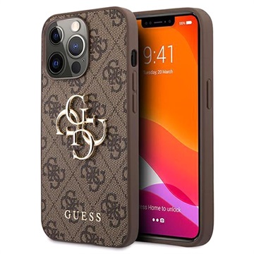Guess 4G Big Metal Logo iPhone 13 Pro Max Hybrid Case Bruin