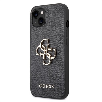 Guess 4G Big Metal Logo iPhone 14 Hybrid Case Zwart