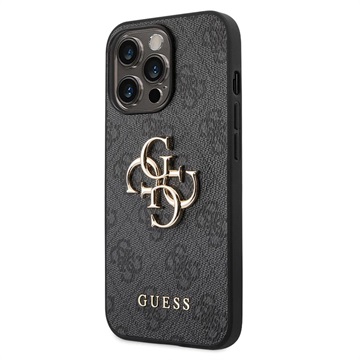 Guess 4G Big Metal Logo iPhone 14 Pro Max Hybrid Case Zwart