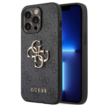Guess 4G Big Metal Logo iPhone 14 Pro Hybrid Case Grijs