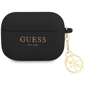 Guess 4G Charm AirPods Pro Siliconen Cover Zwart