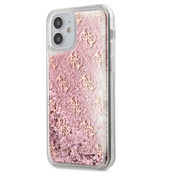 Guess 4G Liquid Glitter iPhone 12 Mini Hybride Hoesje Roze