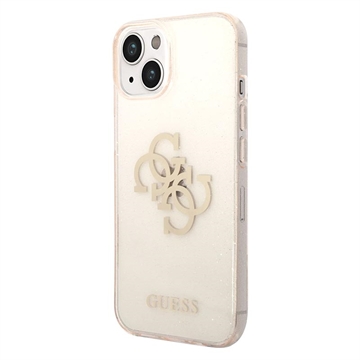 Guess Glitter 4G Big Logo iPhone 14 Plus Hybride Hoesje Goud