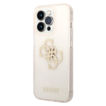 Guess Glitter 4G Big Logo iPhone 14 Pro Hybride Hoesje Goud