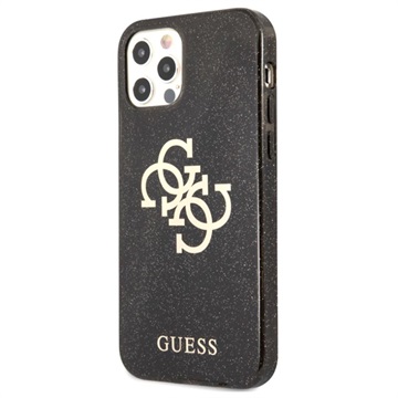 Guess Glitter 4G Big Logo iPhone 12 Pro Max Hybrid Case Zwart