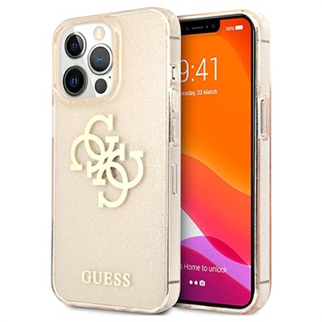 Guess Glitter 4G Big Logo iPhone 13 Pro Hybrid Case Goud