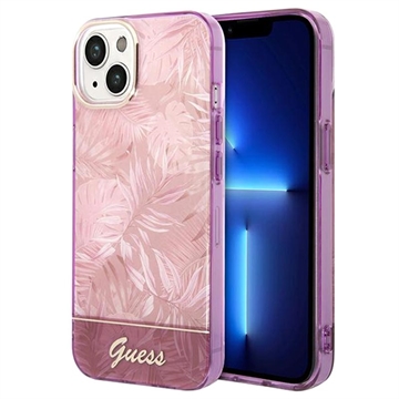 Guess Jungle Collection iPhone 14 Hybride Hoesje Roze