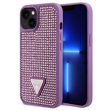 iPhone 15 Guess Rhinestones Triangle Metal Logo Case Purple