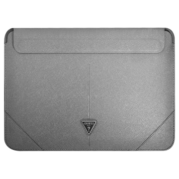 Guess Saffiano Triangle Logo Laptop Sleeve 16 Zilver