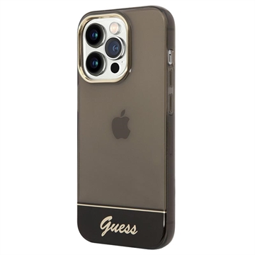 Guess Translucent iPhone 14 Pro Hybrid Case Zwart