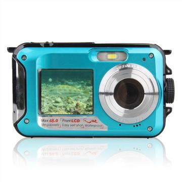 HD368 Waterdichte Digitale Camera Full HD 2.7K 48MP 16X onderwatercamera met dubbel scherm Blauw