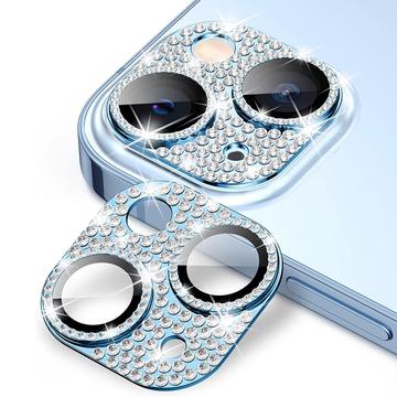 iPhone 15-15 Plus Hat Prince Glitter Camera Lens Beschermer Blauw