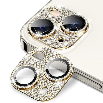 iPhone 15-15 Plus Hat Prince Glitter Camera Lens Beschermer Goud