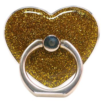 Heart Shape Glitter Ring Standaard voor Smartphone Metalen Gesp Telefoonhouder Goud