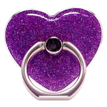 Heart Shape Glitter Ring Standaard voor Smartphone Metalen Gesp Telefoonhouder Paars