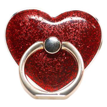 Heart Shape Glitter Ring Standaard voor Smartphone Metalen Gesp Telefoonhouder Rood
