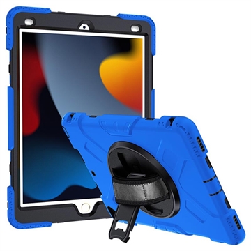 iPad 10.2 2019-2020-2021 Heavy Duty 360-hoes met draagriem Blauw-Zwart