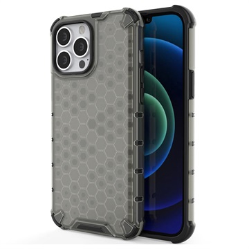 Honeycomb Armored iPhone 14 Pro Hybrid Case Zwart