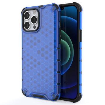 Honeycomb Armored iPhone 14 Pro Hybrid Case Blauw
