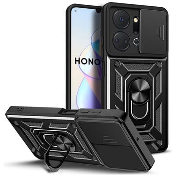 Honor X7a Rotary Ring Hybrid Case with Camera Shield Black